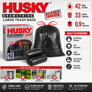 HUSKY BLACK TRASH BAGS