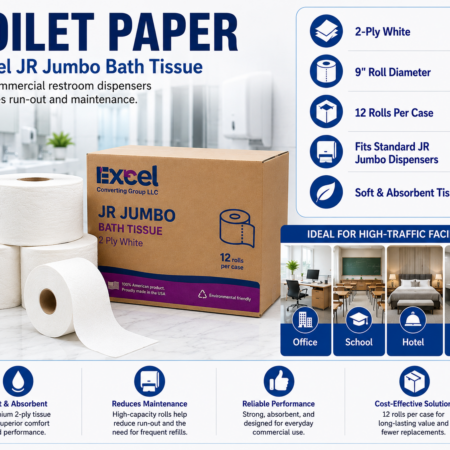 EXCEL JR JUMBO TISSUE 9" 2PLY 12 ROLLS X BOX