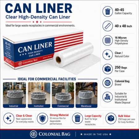 CLEAR CAN LINERS 40" X 48" 16 MIC