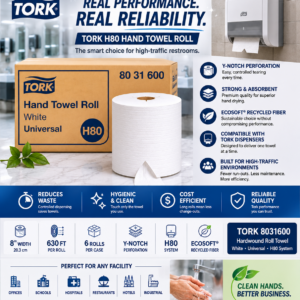 TORK - HARDWOUND ROLL TOWEL Y-NOTCH WHITE 8"