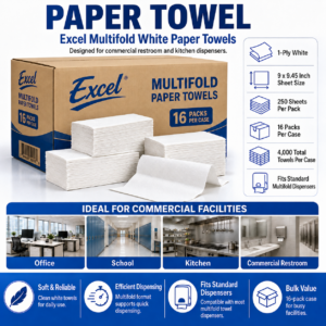 EXCEL MULTIFOLD 9X9.25 INCH WHITE TOWELS