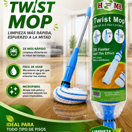 Home Green Leaf Twist Mop 51 x 3.15 x 3.15 Inches
