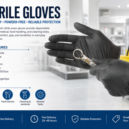 BLACK GLOVES NITRILE - DUTY BLACK - MEDIUM