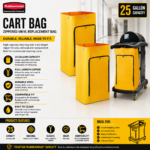 JANITORIAL CART YELLOW VINYL BAG W/ZIPPER