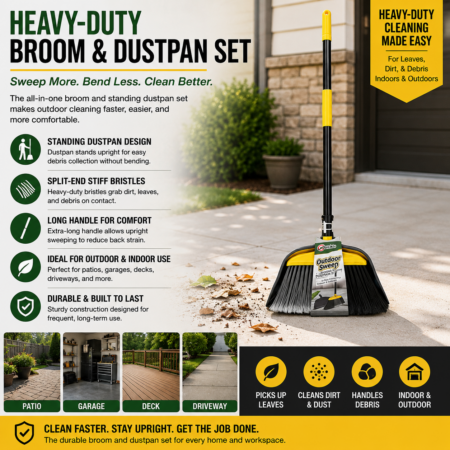 OUTDOOR BROOM WITH DUSTPAN