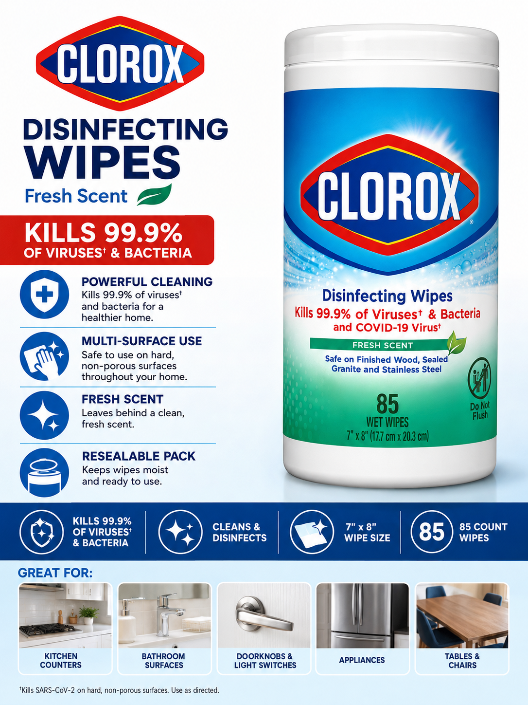 Clorox Disinfecting Wipes Fresh Scent 85 Count