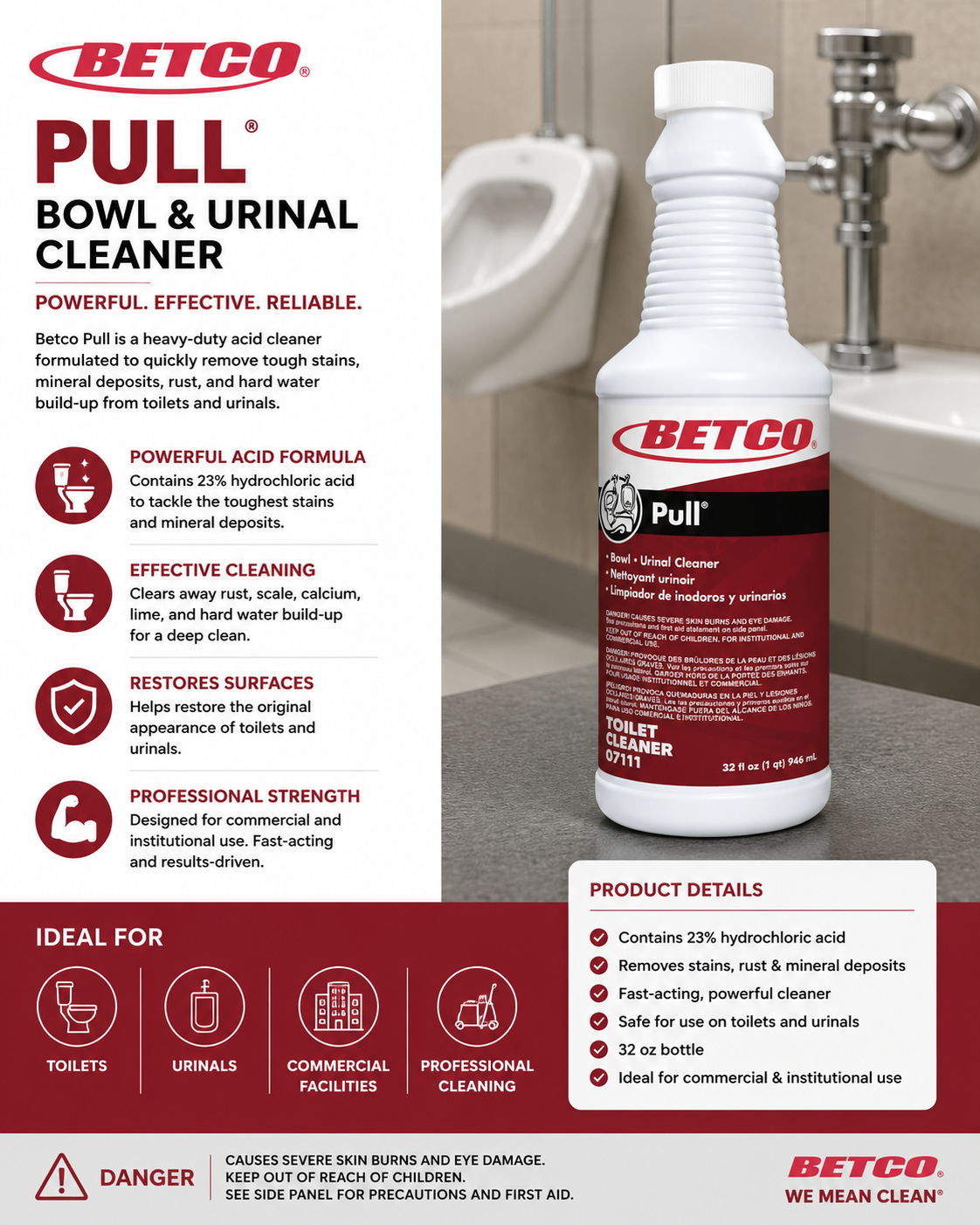 Betco Pull Bowl & Urinal Cleaner Acid 32 oz