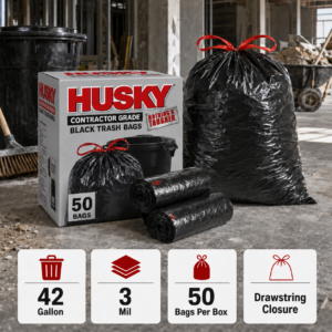 HUSKY BLACK TRASH BAGS